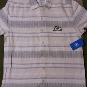 Hurley Men's Casual Striped Shirt - Cream and Gray